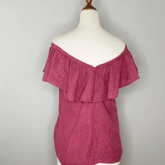 Rebecca Taylor Silk Rose Blouse Off The Shoulder size 2 - Picture 6 of 7